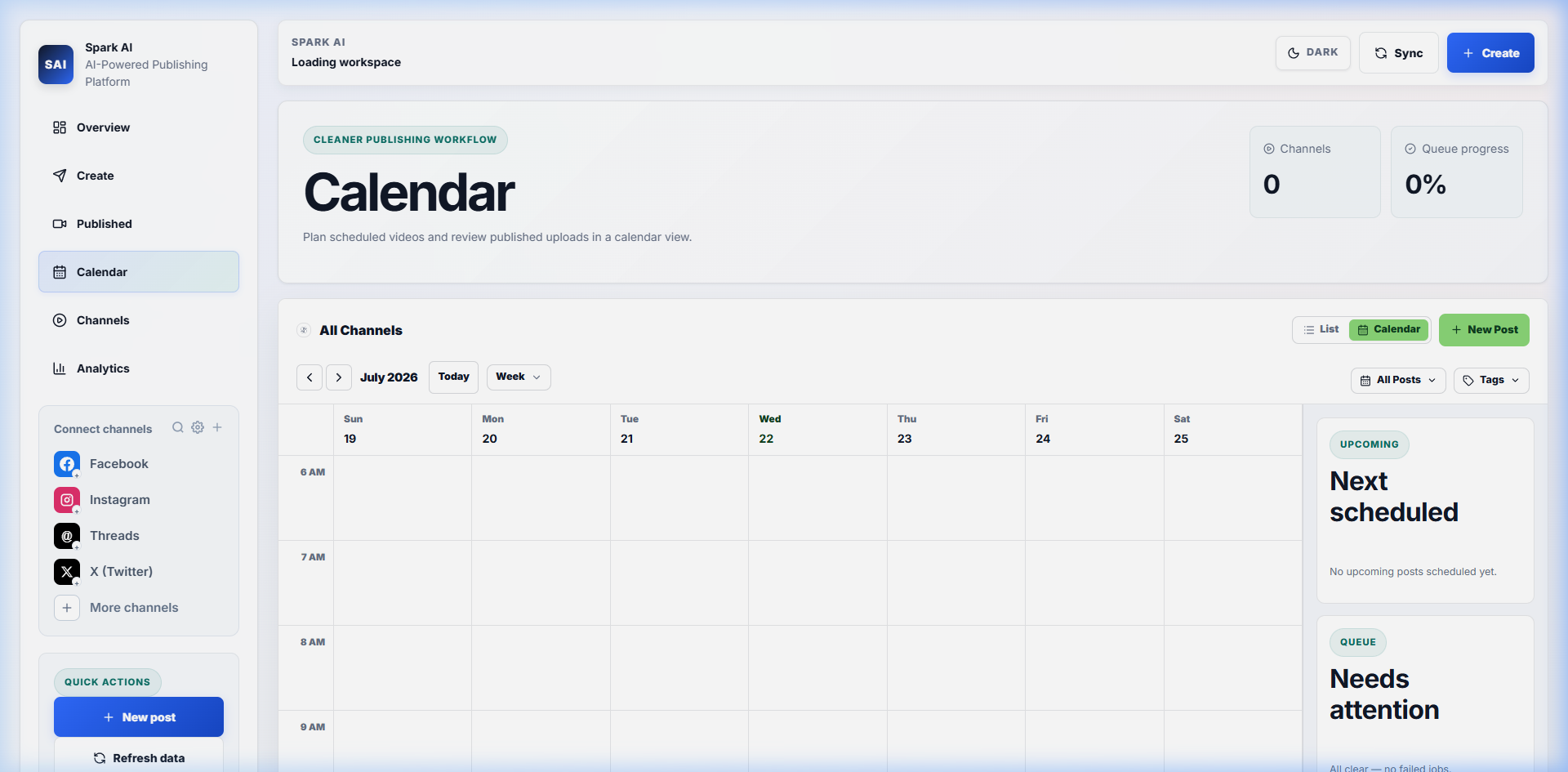 Publishing queue calendar